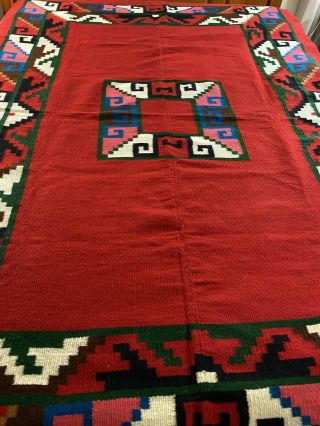 Vintage Hand Woven Zapotec Southwest Wool Rug