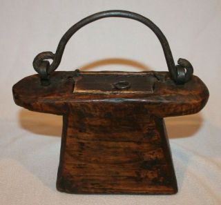 Antique Primitive Hand Carved Wood Early 1800 