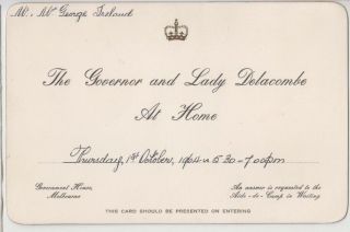 1964 Invitation By The Governor & Lady Delacombe Government House Melbourne