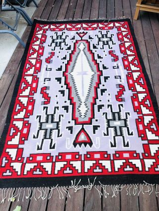 Navajo Style Vintage Mexican Textile Weave Rug Blanket 101x64”