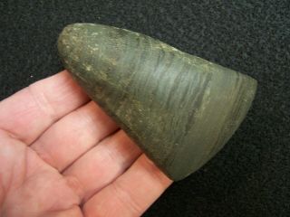 Authentic Flared Bit Banded Slate Celt From Iroquois Co. ,  Illinois