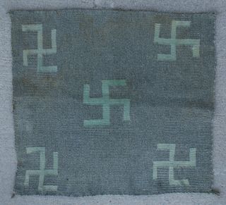 Antique Navajo Germantown Square Sampler Textile Rug W/turquoise Whirling Logs