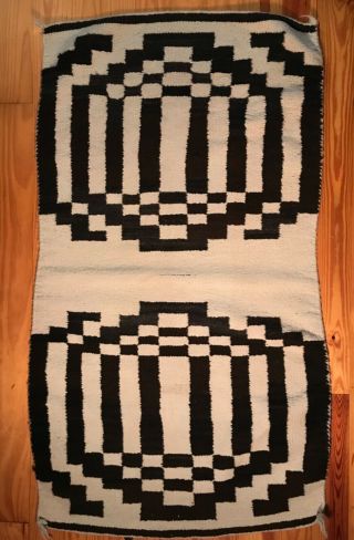 Navajo Double Saddle Blanket,  Unique Optical Geometric Pattern,  C1900 - 1940,  Exc,  Nr
