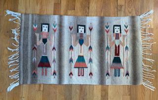 Navajo Yei Rug Hand Woven Wool 22 " X 39” Native American Weaving Wall Hanging