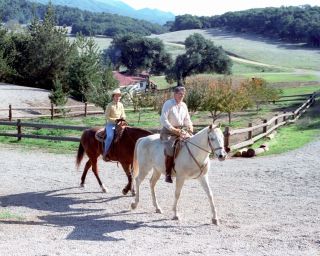 President Ronald Reagan And Nancy Ride Horses At Their Ranch 8x10 Photo