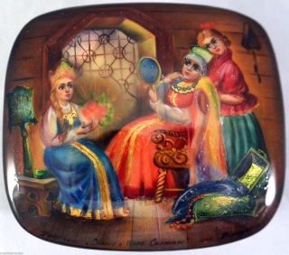 Russian Lacquer Box Fedoskino The Tale Of The Scarlet Flower Mother Of Pearl Hp