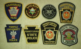 8 Different Pennsylvania Police & Sheriff Patches