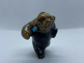 Zuni Fetish Picasso Marble Bear By Loren Tsalabutie