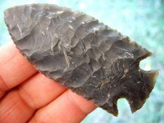 Fine 3 1/4 Inch Ohio Moss Agate Ross Hopewell Point With Arrowheads