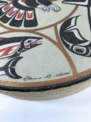 Vintage Clarence A Wells Haida drum Canadian Native American Indian Art Eagle 2