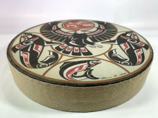 Vintage Clarence A Wells Haida drum Canadian Native American Indian Art Eagle 3