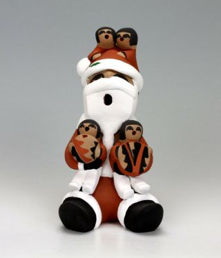 Jemez Pueblo American Indian Pottery Santa Storyteller 1 - Vernida Toya