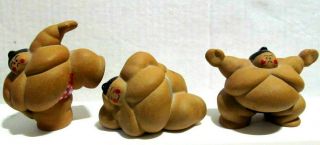 Set Of 3 Japanese Sumo Wrestler Figurines Wrestlers Shikiri Shiko Rikishi