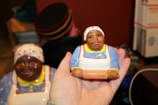 Aunt Jemima Baking Time Clay Art Ceramic Cookie Jar Salt & Pepper Jars 1995 2