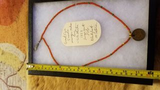Native American Necklace Of Fur Trade Beads In Riker Case