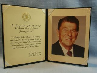 Official 1981 Ronald Reagan Photo And Inauguration Card,  Presidential Seal