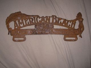 1950s Cast Iron Sign American Beach Ngro Florida Ocean Playground License Plate