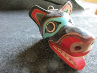 Classic Northwest Coast Design,  Carved Wooden Mask,  Wolf Effigy Wy - 03475a