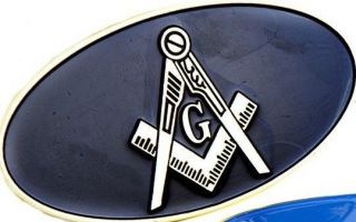 Masonic Black And Gold Square Oval Car Emblem 1.  5 " Tall 3 " Wide - Mason Badge