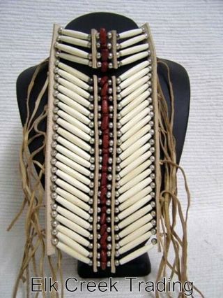 Handcrafted Native American Style Regalia Hairpipe Small Ivory/red Breastplate