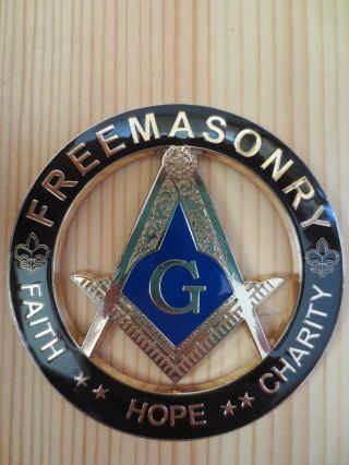 Masonic Auto Car Badge Black Emblems Mason Freemason E20 Faith Hope Charity