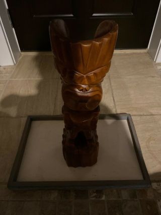 18” Wood Wooden Hawaii Hawaiian Tiki God Goddess Hapa Or Monkeypod