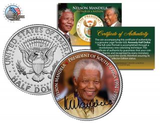 Nelson Mandela President Of South Africa Jfk Kennedy Half Dollar Us Coin