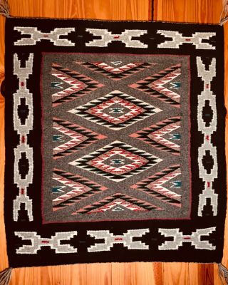 Navajo Teec Nos Pos Single Saddle Blanket / Rug,  2nd Half 20th C,  Pristine,  Nr