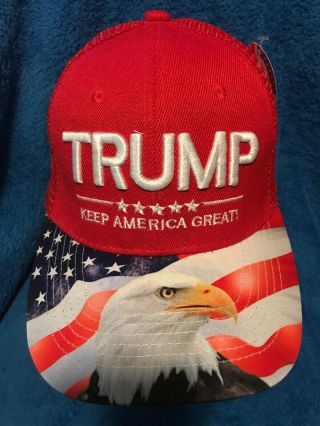 Trump Keep America Great Hat Red With Eagle And Flag On The Bill