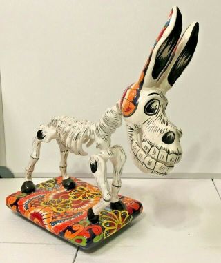 Talavera Donkey Catrina Day Of The Dead Art Burro Mexican Xl 17” Gerardo Garcia