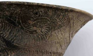 Woodland Indian Incised Bowl,  H:6.  5 
