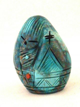 Chad Quandelacy - Turquoise Corn Maiden - Zuni Fetish - Native American - Stone Carving 2