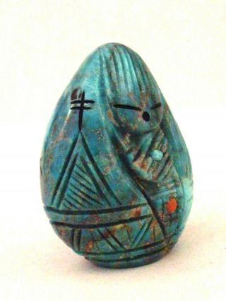 Chad Quandelacy - Turquoise Corn Maiden - Zuni Fetish - Native American - Stone Carving 3