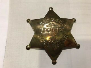 Licensed Junk Collector Wild West Sheriff Badge Six Point Stars Solid Brass