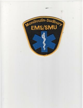 Old Style Manitoulin - Sudbury Ems/smu Shoulder Patch - Ontario - Canada