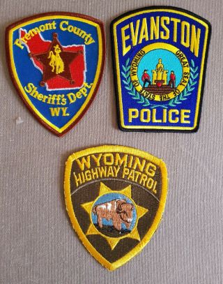 Usa - 3 X Different Police Patches - Wyoming