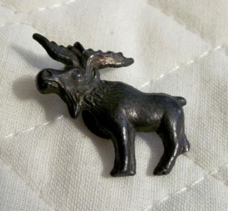 Vintage Metal Fraternal Moose Button Hole Badge