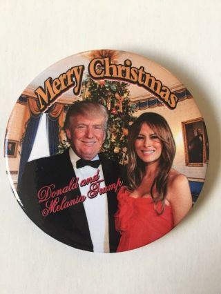 Merry Christmas 2016 Donald Trump For President 3 " Button First Lady Melania