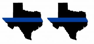 3 " Thin Blue Line State Of Texas (set Of 2) Exterior Reflective Window Decal