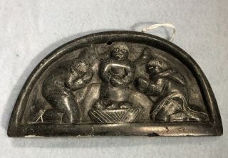 Inuit Soapstone Carving Of The Nativity Scene In Inuit Christian Culture Signed