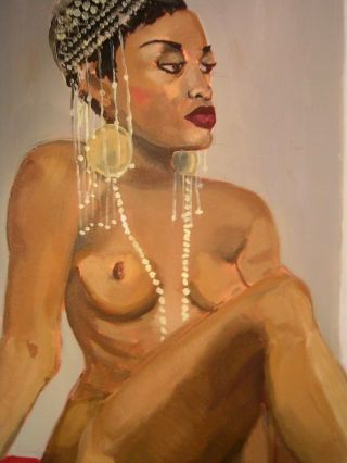 Painting Nude African Woman On Canvas Unsigned 30 " X 20 "