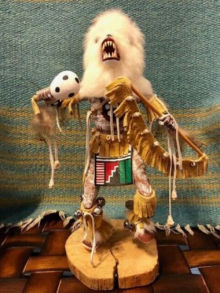 Vintage Navajo Katsina,  Kachina Wolf Dancer,  Hand Carved Signed Virgie Sloan