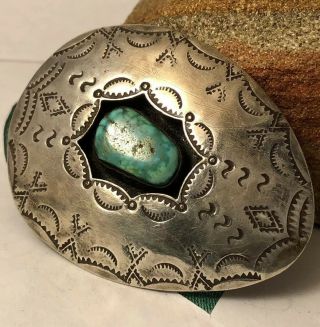Old Pawn Fred Harvey Era Navajo Sterling Silver Turquoise Buckle Olpn 022519fd@