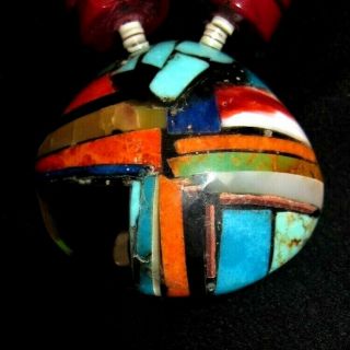 Native American Adorable Necklace - Santo Domingo Inlay Shell,  Multi Stone