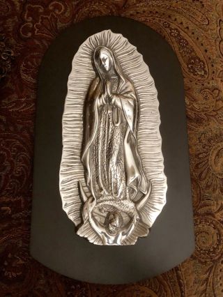 Our Lady Of Guadalupe/virgen De Guadalupe Pewter Statue Plaque