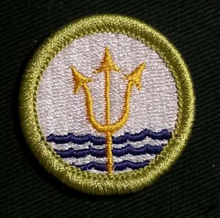Bsa Oceanography (horizontal) Merit Badge Type H (1972 - 02) Plastic Back A00069