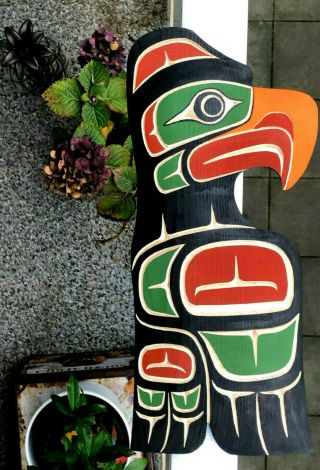 Northwest Coast Native Art Stunning Thunderbird Wall Panel Sculpture Signed