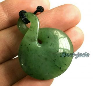 Natural Green Nephrite Twist Pendant Maori Nz Pounamu Necklace Canadian Jade