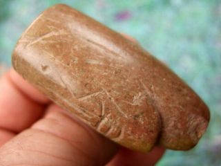Museum Grade 10,  Ohio Engraved Human Face Effigy Pipe With Dual Arrowheads