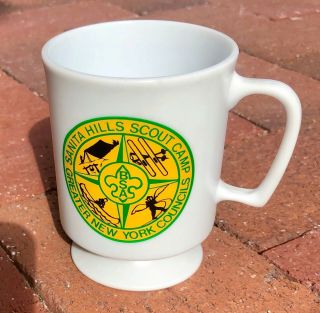 Vintage Mug Sanita Hills Boy Scout Camp Greater Ny Council Cup Plastic Pedestal